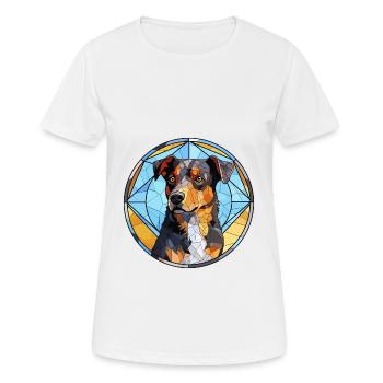 Portuguese Cattle Dog Breed Stained Glass Colorful - Women's Breathable T-Shirt - white - Front - AI Model Female 172 dark (172cm)