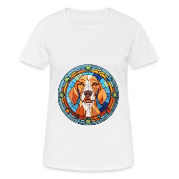 Rafeiro do Alentejo Hunderasse Buntglas Colorf - Frauen T-Shirt atmungsaktiv - Weiß - Vorne - AI Model Female 172 dark (172cm)