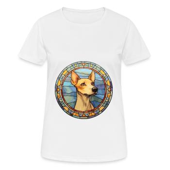 Ratonero Valenciano Hunderasse Buntglas Colorf - Frauen T-Shirt atmungsaktiv - Weiß - Vorne - AI Model Female 172 dark (172cm)