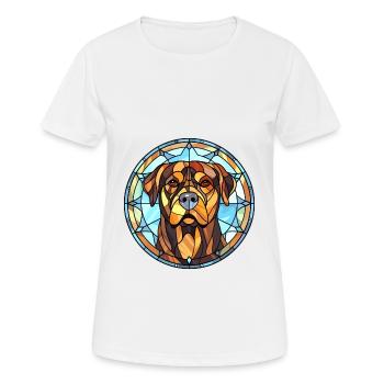 Rottweiler chien race vitrail coloré waterc - T-shirt respirant Femme - blanc - Devant - AI Model Female 172 dark (172cm)