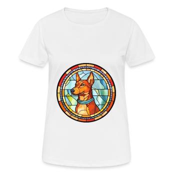 Russo européen Laika chien race vitrail couleur - T-shirt respirant Femme - blanc - Devant - AI Model Female 172 dark (172cm)