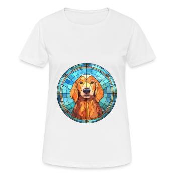 Saarlooswolfhond Dog Breed Stained Glass Colorful - Women's Breathable T-Shirt - white - Front - AI Model Female 172 dark (172cm)