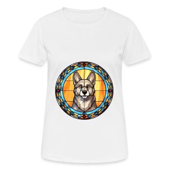 Norwegischer Elchhund Hunderasse Buntglas Colorfu - Frauen T-Shirt atmungsaktiv - Weiß - Vorne - AI Model Female 172 dark (172cm)