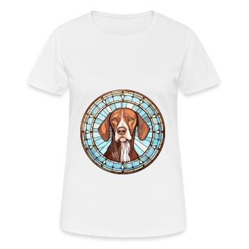 Vieux chien d’arrêt danois race vitrail Colorfu - T-shirt respirant Femme - blanc - Devant - AI Model Female 172 dark (172cm)