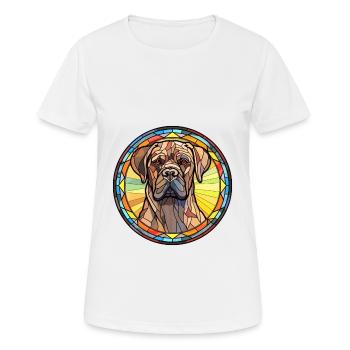 Perro de Presa Canario Hunderasse Buntglas Col - Frauen T-Shirt atmungsaktiv - Weiß - Vorne - AI Model Female 172 dark (172cm)