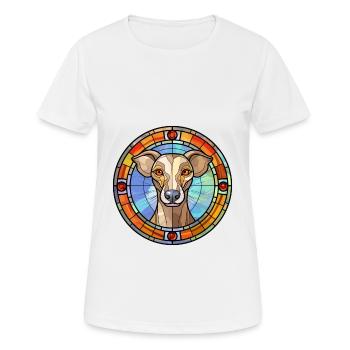 Chien lévrier polonais race vitrail coloré - T-shirt respirant Femme - blanc - Devant - AI Model Female 172 dark (172cm)