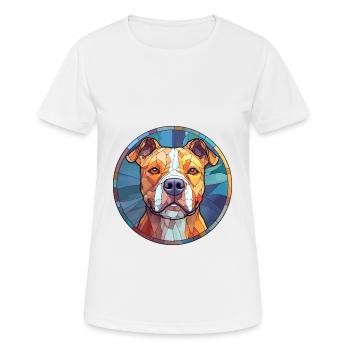Pitbull Dog Breed Stained Glass Colorful Watercolo - Women's Breathable T-Shirt - white - Front - AI Model Female 172 dark (172cm)