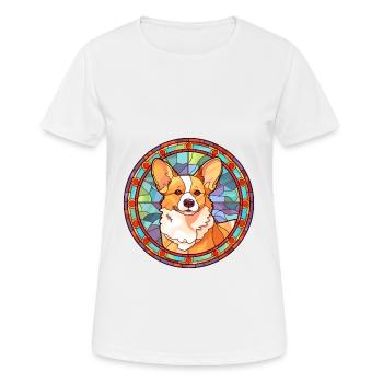 Pembroke Welsh Corgi chien race vitrail couleur - T-shirt respirant Femme - blanc - Devant - AI Model Female 172 dark (172cm)