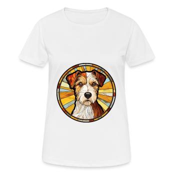 Parson Russell Terrier Hunderasse Buntglas Col - Frauen T-Shirt atmungsaktiv - Weiß - Vorne - AI Model Female 172 dark (172cm)