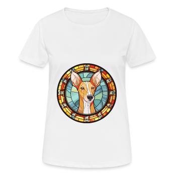 Podenco Canario chien race vitrail coloré W - T-shirt respirant Femme - blanc - Devant - AI Model Female 172 dark (172cm)