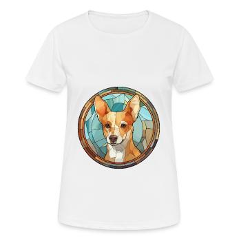 Portugais Podengo chien race vitrail Colorfu - T-shirt respirant Femme - blanc - Devant - AI Model Female 172 dark (172cm)