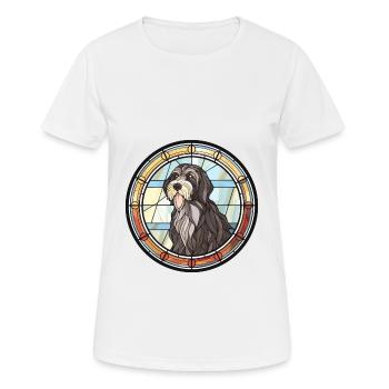 Portugiesischer Schäferhund Hunderasse Buntglasfarbe - Frauen T-Shirt atmungsaktiv - Weiß - Vorne - AI Model Female 172 dark (172cm)