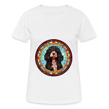 Portugiesischer Wasserhund Rasse Buntglas Bunt - Frauen T-Shirt atmungsaktiv - Weiß - Vorne - AI Model Female 172 dark (172cm)
