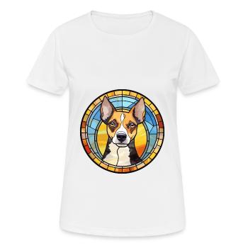 Rat Terrier Dog Breed Stained Glass Colorful Water - Women's Breathable T-Shirt - white - Front - AI Model Female 172 dark (172cm)