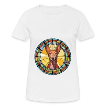 Pharaoh Hound Dog Breed Stained Glass Colorful Wat - Women's Breathable T-Shirt - white - Front - AI Model Female 172 dark (172cm)