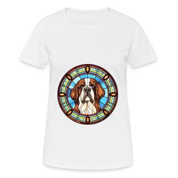 Saint Bernard chien race vitrail coloré Wat - T-shirt respirant Femme - blanc - Devant - AI Model Female 172 dark (172cm)
