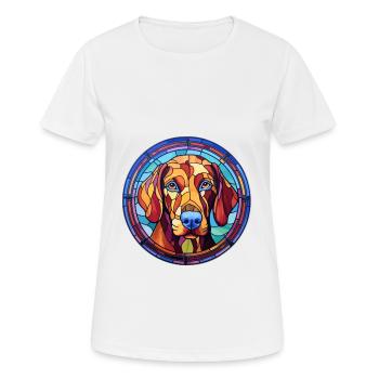 Sapsali Dog Breed Stained Glass Colorful Watercolo - Women's Breathable T-Shirt - white - Front - AI Model Female 172 dark (172cm)