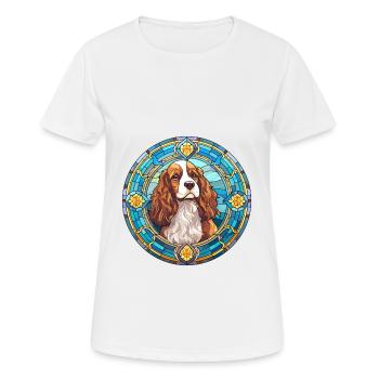 Saint Usuge Spaniel Hunderasse Buntglas Farbe - Frauen T-Shirt atmungsaktiv - Weiß - Vorne - AI Model Female 172 dark (172cm)