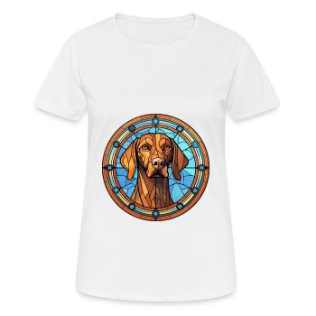 Chien de chasse polonais race vitrail coloré Wa - T-shirt respirant Femme - blanc - Devant - AI Model Female 172 dark (172cm)