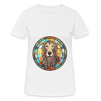 Lévrier écossais chien race vitrail Colorfu - T-shirt respirant Femme - blanc - Devant - AI Model Female 172 dark (172cm)