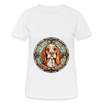 Slovensky Cuvac chien race vitrail coloré W - T-shirt respirant Femme - blanc - Devant - AI Model Female 172 dark (172cm)