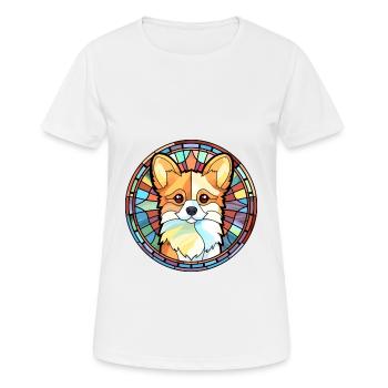 Spitz chien race vitrail aquarelle colorée - T-shirt respirant Femme - blanc - Devant - AI Model Female 172 dark (172cm)