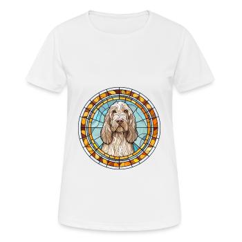 Spinone Italiano chien race vitrail coloré - T-shirt respirant Femme - blanc - Devant - AI Model Female 172 dark (172cm)
