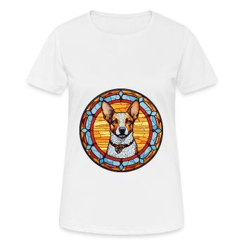 St Miguel bouvier chien race vitrail coloré - T-shirt respirant Femme - blanc - Devant - AI Model Female 172 dark (172cm)