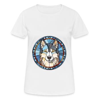 Husky sibérien chien race vitrail coloré Wa - T-shirt respirant Femme - blanc - Devant - AI Model Female 172 dark (172cm)