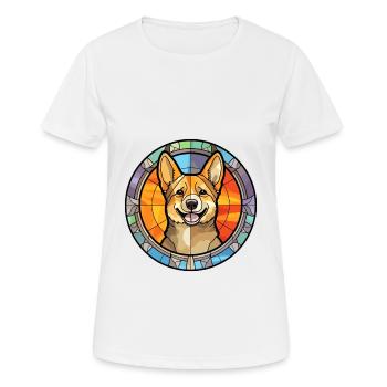 Suédois Vallhund chien race vitrail coloré - T-shirt respirant Femme - blanc - Devant - AI Model Female 172 dark (172cm)