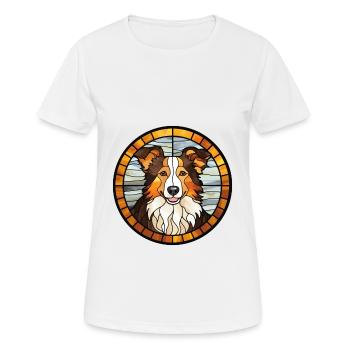 Scotch Collie chien race vitrail coloré Wat - T-shirt respirant Femme - blanc - Devant - AI Model Female 172 dark (172cm)
