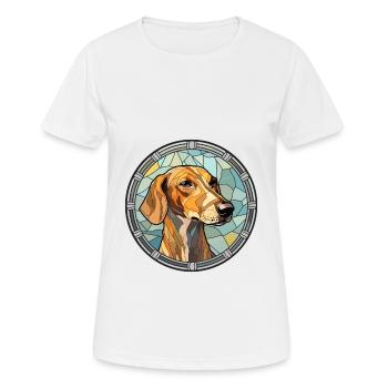 Smaland chien chien race vitrail coloré Wat - T-shirt respirant Femme - blanc - Devant - AI Model Female 172 dark (172cm)