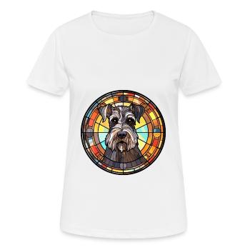 Standard Schnauzer chien race vitrail Colorfu - T-shirt respirant Femme - blanc - Devant - AI Model Female 172 dark (172cm)