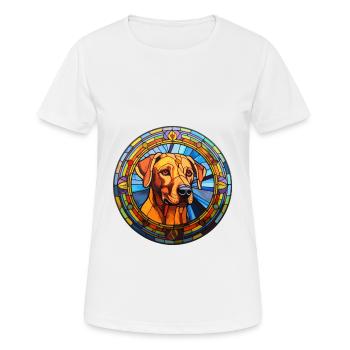 Stephens Cur chien race vitrail coloré Wate - T-shirt respirant Femme - blanc - Devant - AI Model Female 172 dark (172cm)