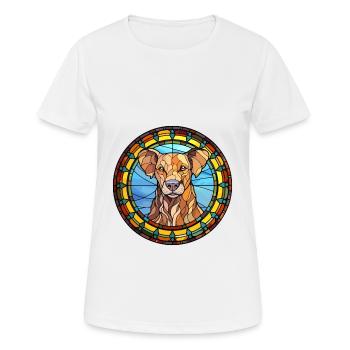 Taigan Dog Breed Stained Glass Colorful Watercolor - Women's Breathable T-Shirt - white - Front - AI Model Female 172 dark (172cm)