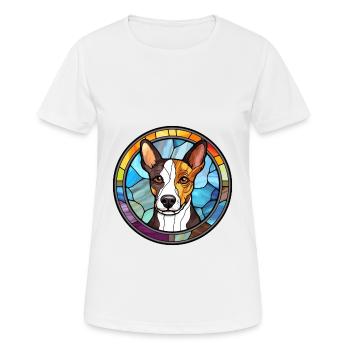 Tenterfield Terrier Hunderasse Buntglas Colorf - Frauen T-Shirt atmungsaktiv - Weiß - Vorne - AI Model Female 172 dark (172cm)