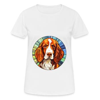 Welsh Springer Spaniel chien race vitrail Col - T-shirt respirant Femme - blanc - Devant - AI Model Female 172 dark (172cm)