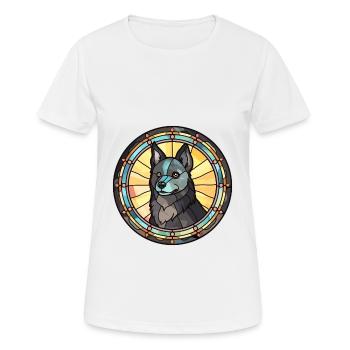 Schipperke chien race vitrail coloré waterc - T-shirt respirant Femme - blanc - Devant - AI Model Female 172 dark (172cm)