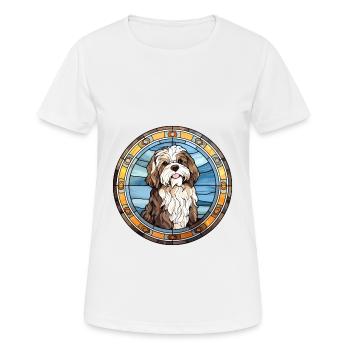 Schapendoes chien race vitrail coloré eau - T-shirt respirant Femme - blanc - Devant - AI Model Female 172 dark (172cm)