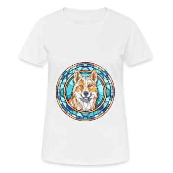 Seppala Sibirischer Schlittenhund Hunderasse Buntglas C - Frauen T-Shirt atmungsaktiv - Weiß - Vorne - AI Model Female 172 dark (172cm)