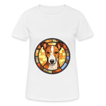 Glatter Foxterrier Hunderasse Buntglas Colorfu - Frauen T-Shirt atmungsaktiv - Weiß - Vorne - AI Model Female 172 dark (172cm)
