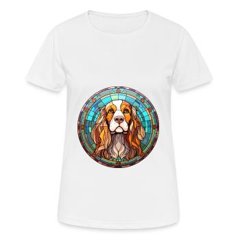 Spaniel Dog Breed Stained Glass Colorful Watercolo - Women's Breathable T-Shirt - white - Front - AI Model Female 172 dark (172cm)