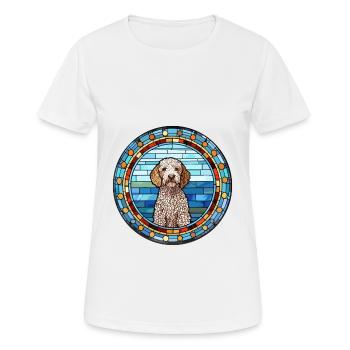 Spanischer Wasserhund Rasse Buntes Glas Wat - Frauen T-Shirt atmungsaktiv - Weiß - Vorne - AI Model Female 172 dark (172cm)