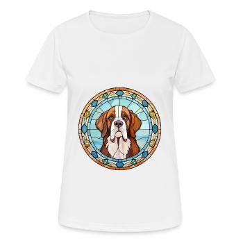 St Bernard chien race vitrail coloré waterc - T-shirt respirant Femme - blanc - Devant - AI Model Female 172 dark (172cm)