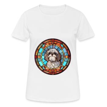 Shih Tzu chien race vitrail coloré Watercol - T-shirt respirant Femme - blanc - Devant - AI Model Female 172 dark (172cm)
