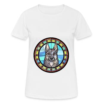 Schwedischer Elchhund Hunderasse Buntes Glas - Frauen T-Shirt atmungsaktiv - Weiß - Vorne - AI Model Female 172 dark (172cm)
