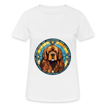 Tibetischer Mastiff Hunderasse Buntes Glas Buntes W - Frauen T-Shirt atmungsaktiv - Weiß - Vorne - AI Model Female 172 dark (172cm)