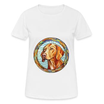 Vizsla chien race vitrail aquarelle colorée - T-shirt respirant Femme - blanc - Devant - AI Model Female 172 dark (172cm)