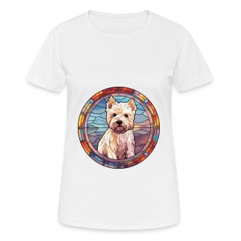 Westie chien race vitrail aquarelle colorée - T-shirt respirant Femme - blanc - Devant - AI Model Female 172 dark (172cm)