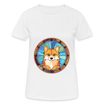 Jouet allemand Spitz chien race vitrail coloré - T-shirt respirant Femme - blanc - Devant - AI Model Female 172 dark (172cm)